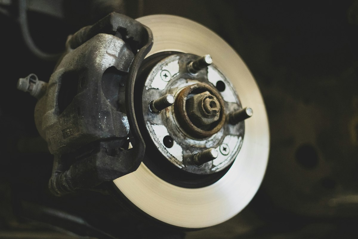 Brake disc and caliper on a vehicle